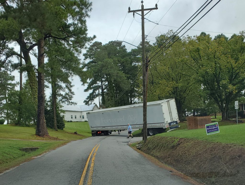 Tractor Trailer Stuck on Manning Road