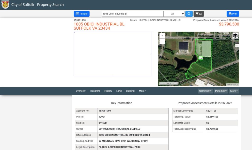 1005 Obici Industrial Blvd Assessment
