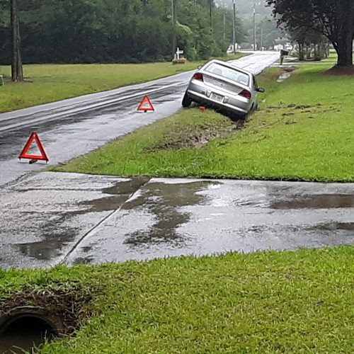 Car in ditch