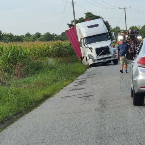 Truck in ditch